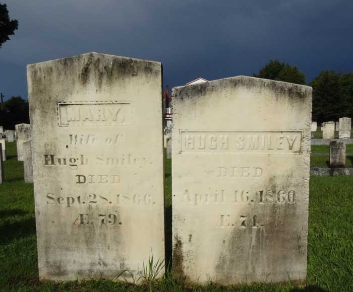 Headstones for Hugh and Mary (Polly) Smiley